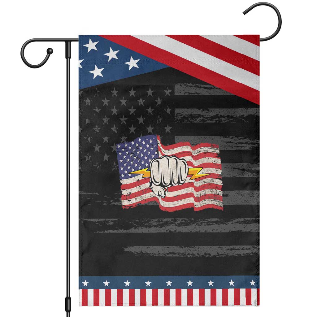 Electrician American Flag Garden Flag Patriotic Electrical Worker TS14 Distressed Black Blue Print Your Wear