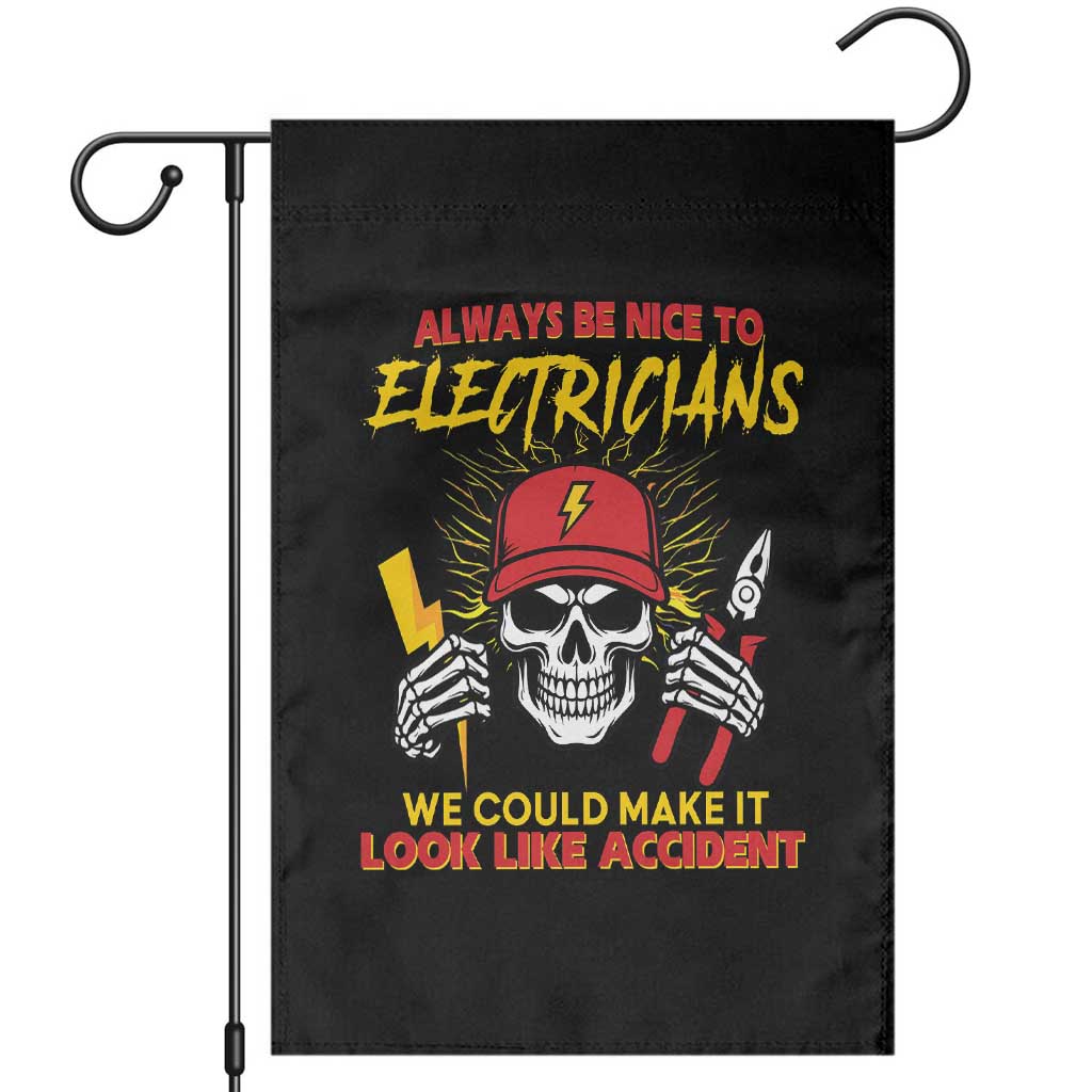 Funny Electrician Skull Garden Flag Electrical Engineer Electricity Lineman TS14 Black Print Your Wear