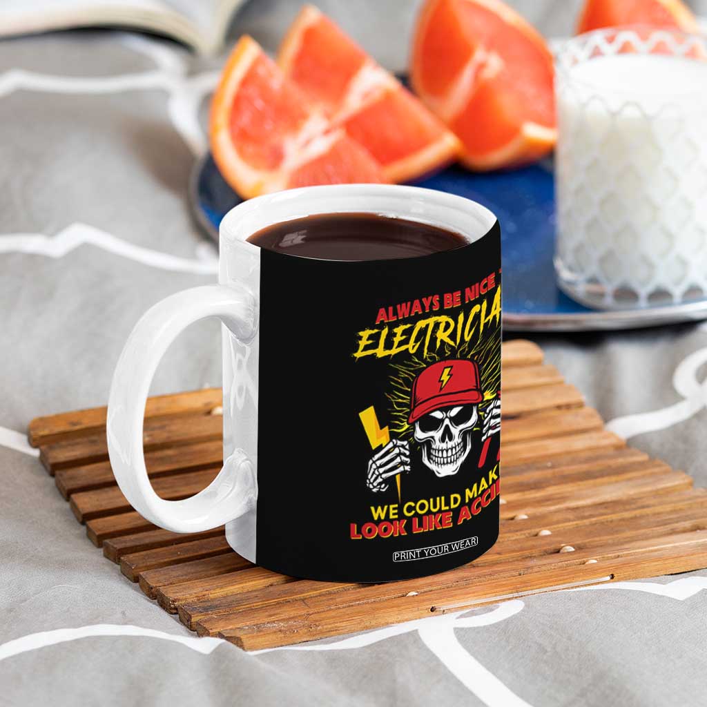 Funny Electrician Skull Coffee Mug Electrical Engineer Electricity Lineman TS14 Print Your Wear