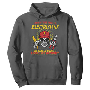 Funny Electrician Skull Hoodie Electrical Engineer Electricity Lineman TS14 Dark Heather Print Your Wear