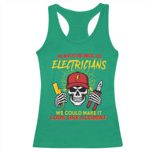 Funny Electrician Skull Racerback Tank Top Electrical Engineer Electricity Lineman TS14 Irish Green Print Your Wear