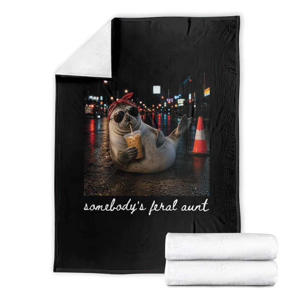 Somebody's Feral Aunt Throw Blanket Funny Neil The Seal Meme TS14 Black Print Your Wear