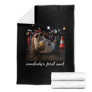 Somebody's Feral Aunt Throw Blanket Funny Neil The Seal Meme TS14 Black Print Your Wear