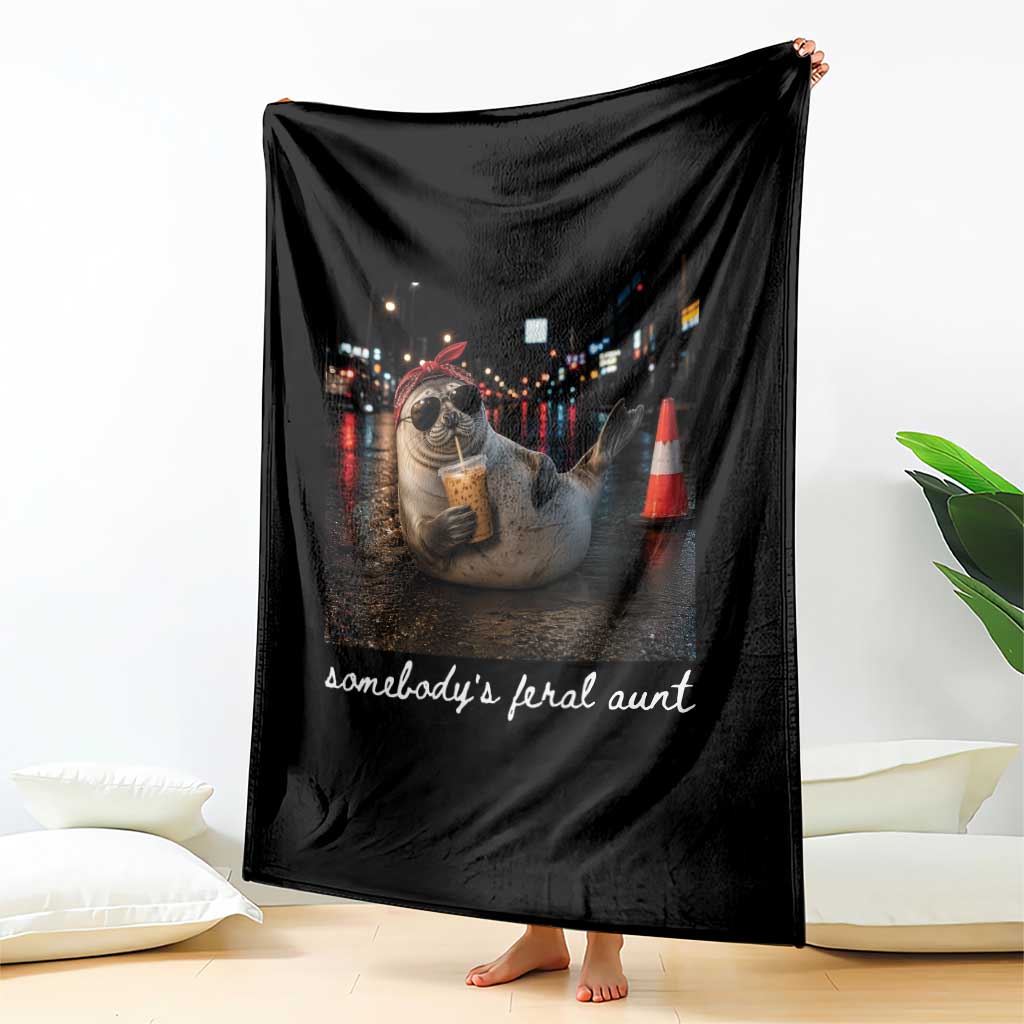 Somebody's Feral Aunt Throw Blanket Funny Neil The Seal Meme TS14 Print Your Wear