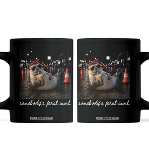 Somebody's Feral Aunt Coffee Mug Funny Neil The Seal Meme TS14 Black Print Your Wear