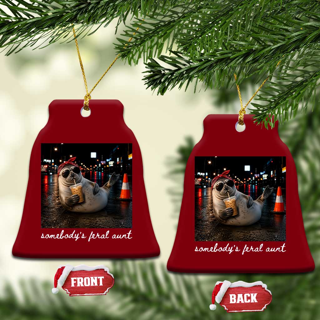 Somebody's Feral Aunt Ceramic Ornament Funny Neil The Seal Meme TS14 Print Your Wear