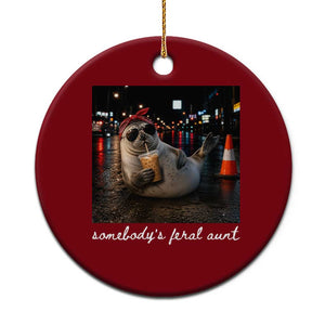 Somebody's Feral Aunt Ceramic Ornament Funny Neil The Seal Meme TS14 1pc Red Print Your Wear