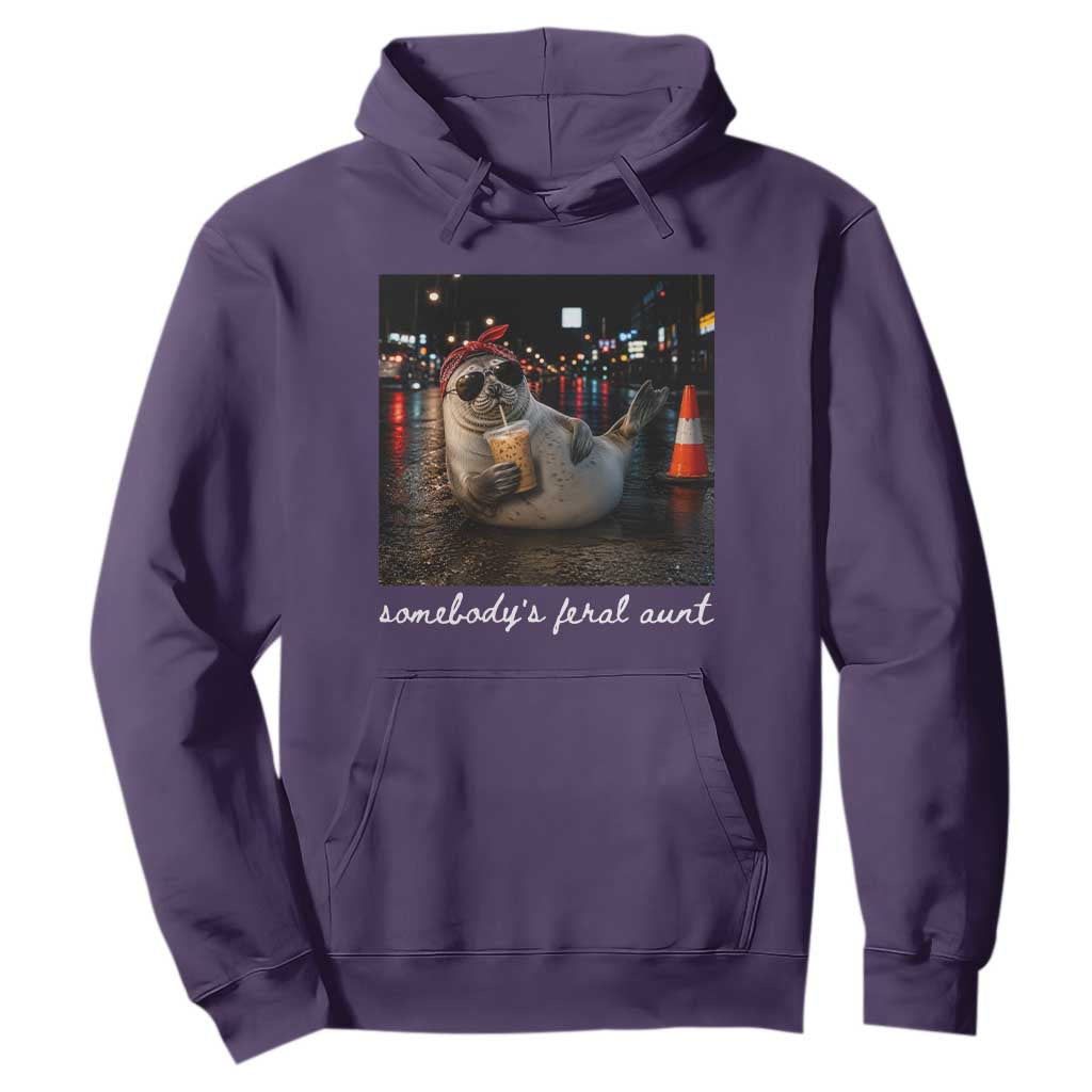 Somebody's Feral Aunt Hoodie Funny Neil The Seal Meme TS14 Purple Print Your Wear