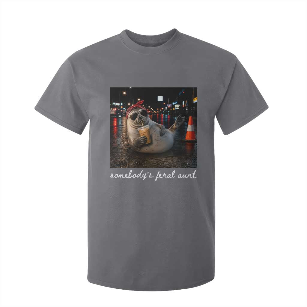 Somebody's Feral Aunt T Shirt For Kid Funny Neil The Seal Meme TS14 Charcoal Print Your Wear