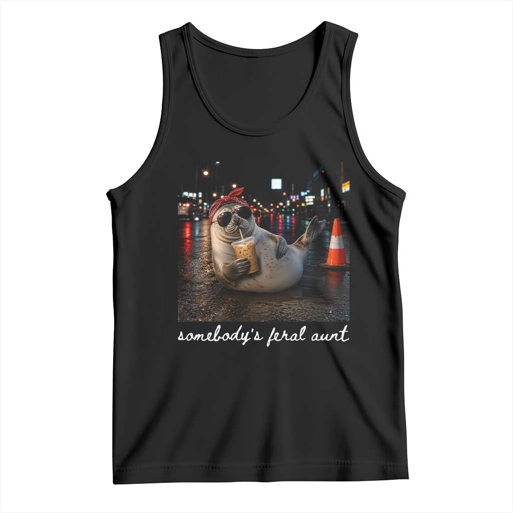 Somebody's Feral Aunt Tank Top Funny Neil The Seal Meme TS14 Black Print Your Wear