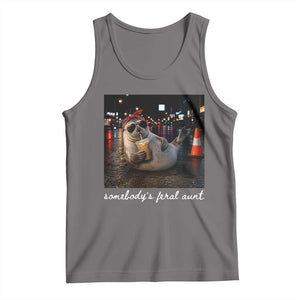 Somebody's Feral Aunt Tank Top Funny Neil The Seal Meme TS14 Deep Heather Print Your Wear