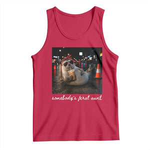 Somebody's Feral Aunt Tank Top Funny Neil The Seal Meme TS14 Red Print Your Wear