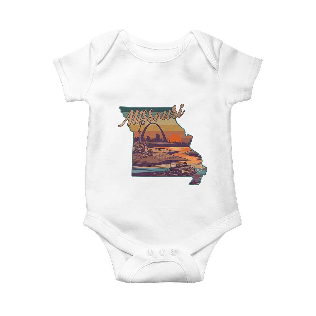 Retro Gateway Arch St Louis Missouri Map Outline Baby Onesie TS14 White Print Your Wear