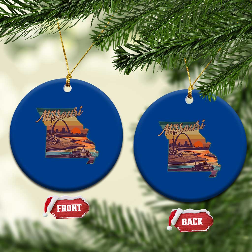 Retro Gateway Arch St Louis Missouri Map Outline Ceramic Ornament TS14 1pc Blue Print Your Wear