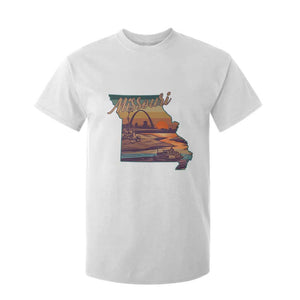 Retro Gateway Arch St Louis Missouri Map Outline T Shirt For Kid TS14 White Print Your Wear