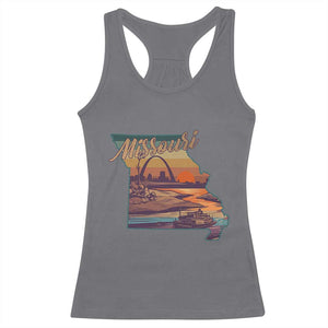 Retro Gateway Arch St Louis Missouri Map Outline Racerback Tank Top TS14 Charcoal Print Your Wear