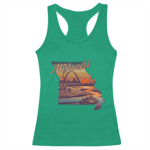 Retro Gateway Arch St Louis Missouri Map Outline Racerback Tank Top TS14 Irish Green Print Your Wear