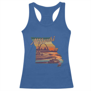 Retro Gateway Arch St Louis Missouri Map Outline Racerback Tank Top TS14 Royal Blue Print Your Wear