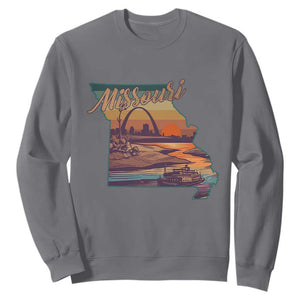 Retro Gateway Arch St Louis Missouri Map Outline Sweatshirt TS14 Charcoal Print Your Wear