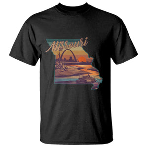 Retro Gateway Arch St Louis Missouri Map Outline T Shirt TS14 Black Print Your Wear
