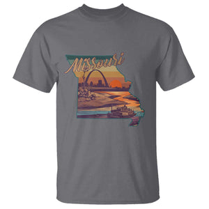 Retro Gateway Arch St Louis Missouri Map Outline T Shirt TS14 Charcoal Print Your Wear