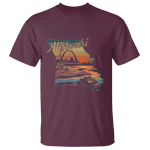 Retro Gateway Arch St Louis Missouri Map Outline T Shirt TS14 Maroon Print Your Wear