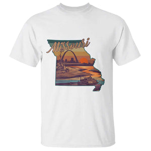 Retro Gateway Arch St Louis Missouri Map Outline T Shirt TS14 White Print Your Wear