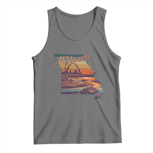 Retro Gateway Arch St Louis Missouri Map Outline Tank Top TS14 Black Heather Print Your Wear