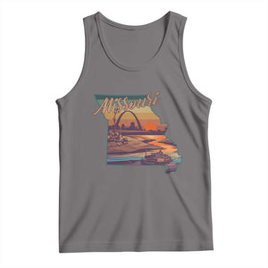 Retro Gateway Arch St Louis Missouri Map Outline Tank Top TS14 Deep Heather Print Your Wear