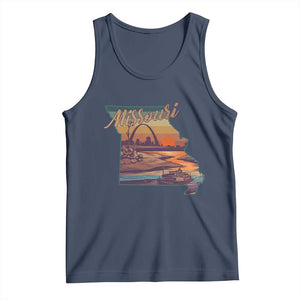 Retro Gateway Arch St Louis Missouri Map Outline Tank Top TS14 Navy Print Your Wear