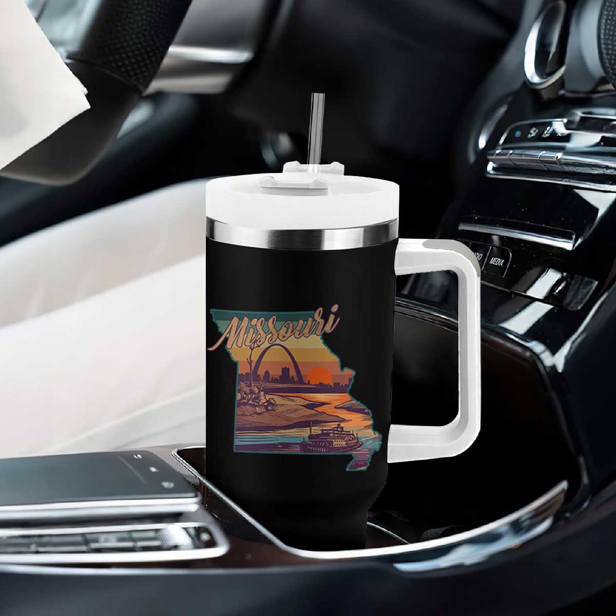Retro Gateway Arch St Louis Missouri Map Outline Tumbler With Handle TS14 Print Your Wear