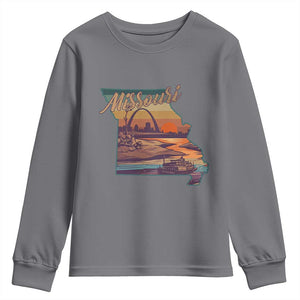 Retro Gateway Arch St Louis Missouri Map Outline Youth Sweatshirt TS14 Charcoal Print Your Wear