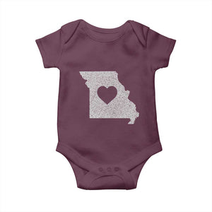 Missouri Home Distressed Missouri State Map with Heart Baby Onesie TS14 Maroon Print Your Wear