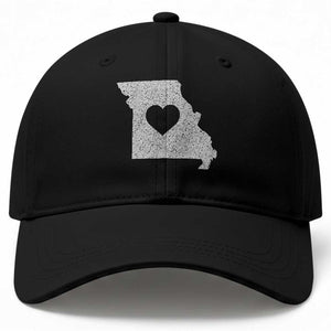 Missouri Home Distressed Missouri State Map with Heart Baseball Cap TS14 Print Your Wear