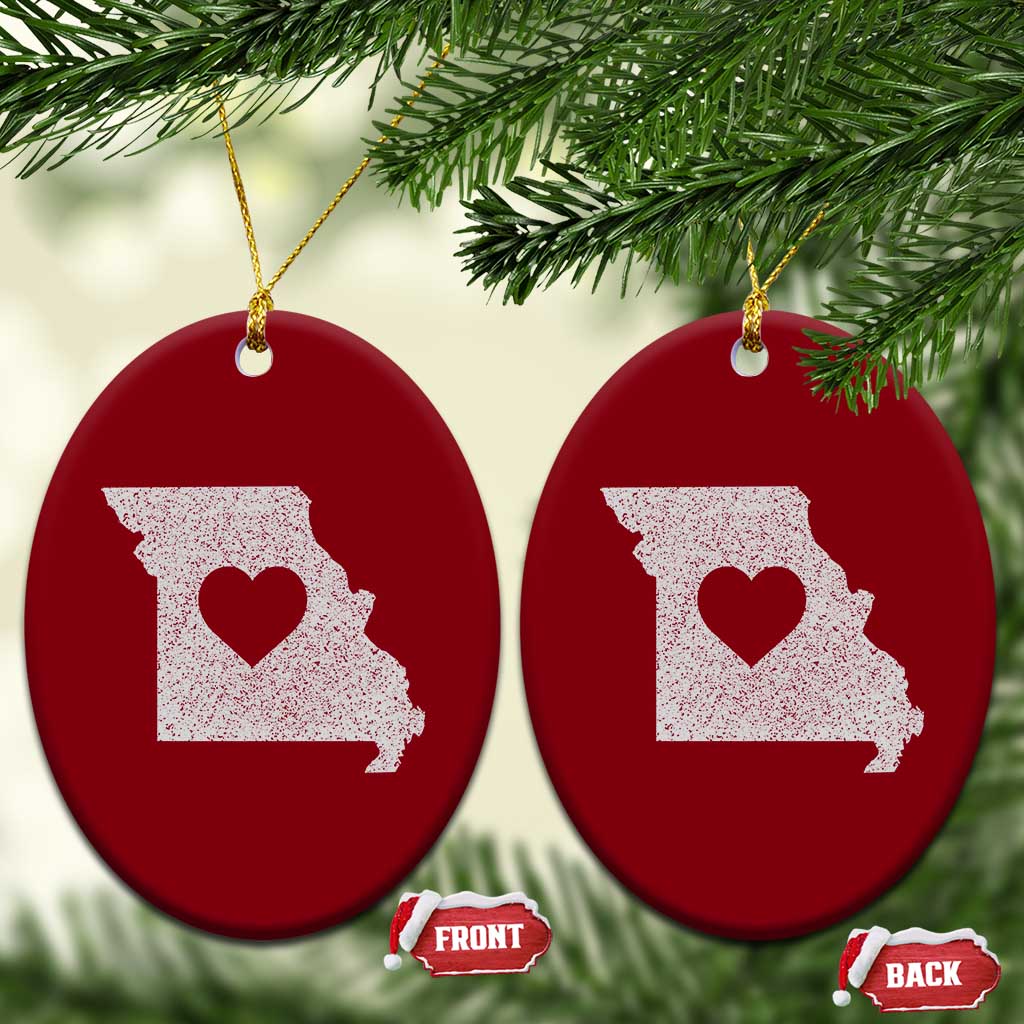 Missouri Home Distressed Missouri State Map with Heart Ceramic Ornament TS14 Print Your Wear