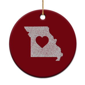 Missouri Home Distressed Missouri State Map with Heart Ceramic Ornament TS14 1pc Red Print Your Wear