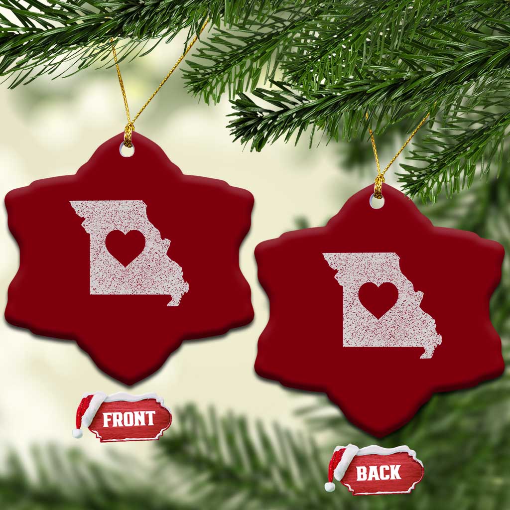 Missouri Home Distressed Missouri State Map with Heart Ceramic Ornament TS14 Print Your Wear