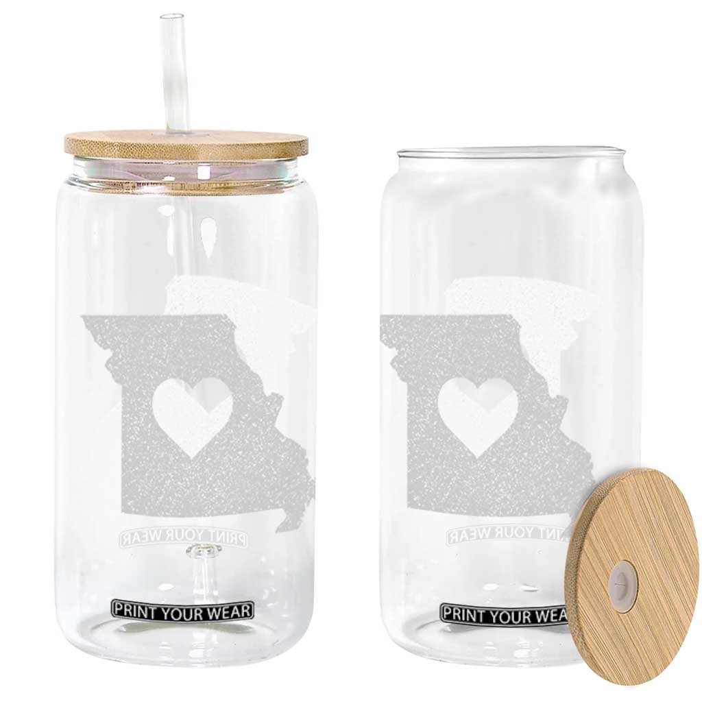 Missouri Home Distressed Missouri State Map with Heart Glass Can TS14 Print Your Wear