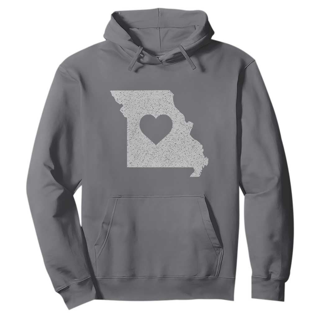 Missouri Home Distressed Missouri State Map with Heart Hoodie TS14 Charcoal Print Your Wear
