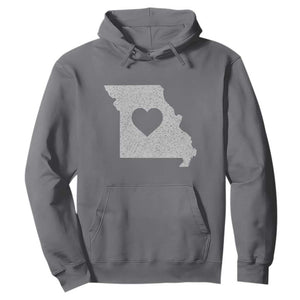Missouri Home Distressed Missouri State Map with Heart Hoodie TS14 Charcoal Print Your Wear