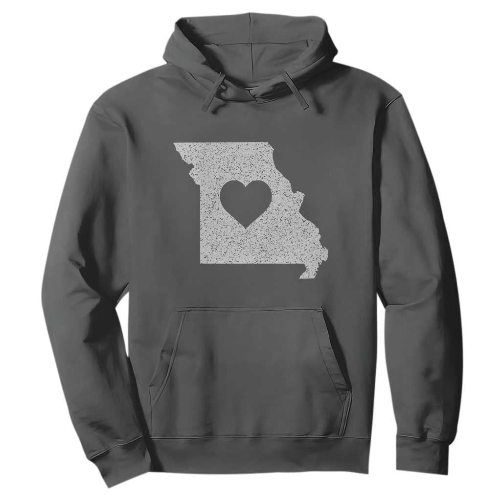 Missouri Home Distressed Missouri State Map with Heart Hoodie TS14 Dark Heather Print Your Wear