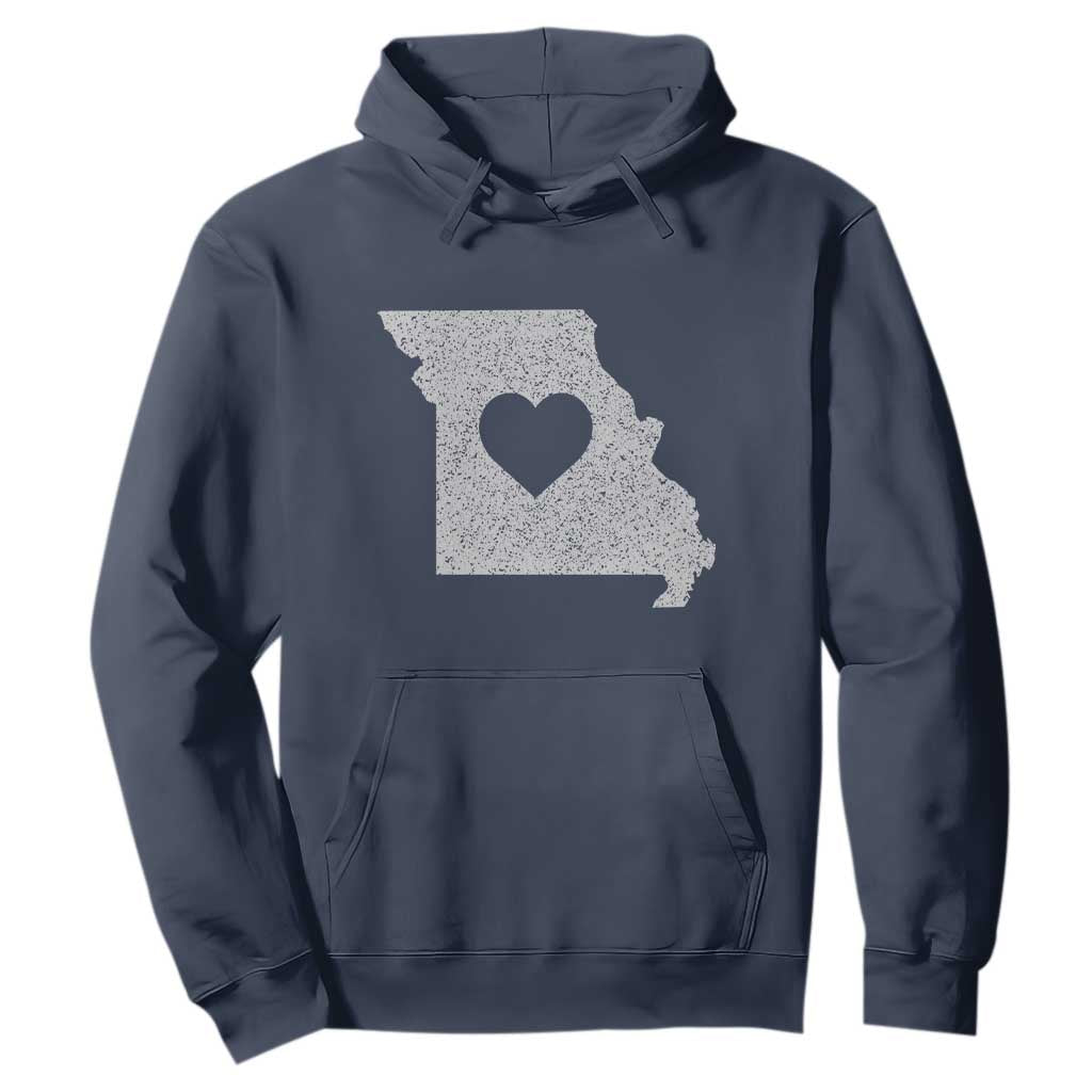 Missouri Home Distressed Missouri State Map with Heart Hoodie TS14 Navy Print Your Wear