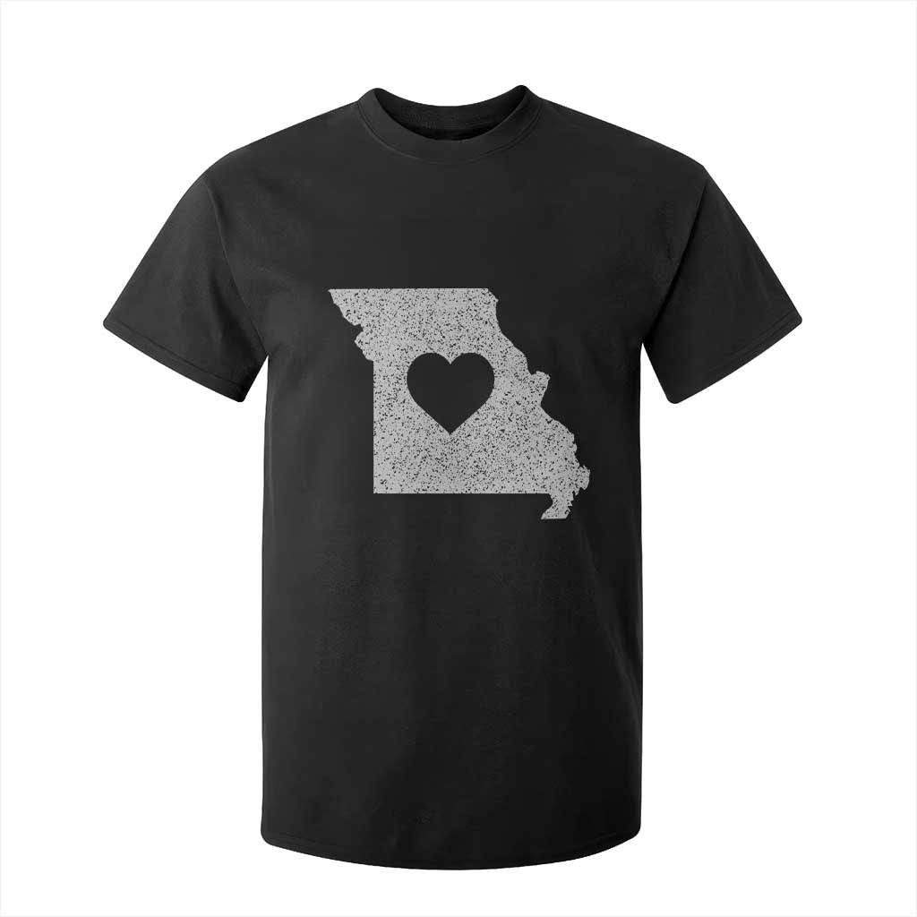 Missouri Home Distressed Missouri State Map with Heart T Shirt For Kid TS14 Black Print Your Wear