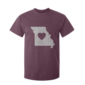 Missouri Home Distressed Missouri State Map with Heart T Shirt For Kid TS14 Maroon Print Your Wear