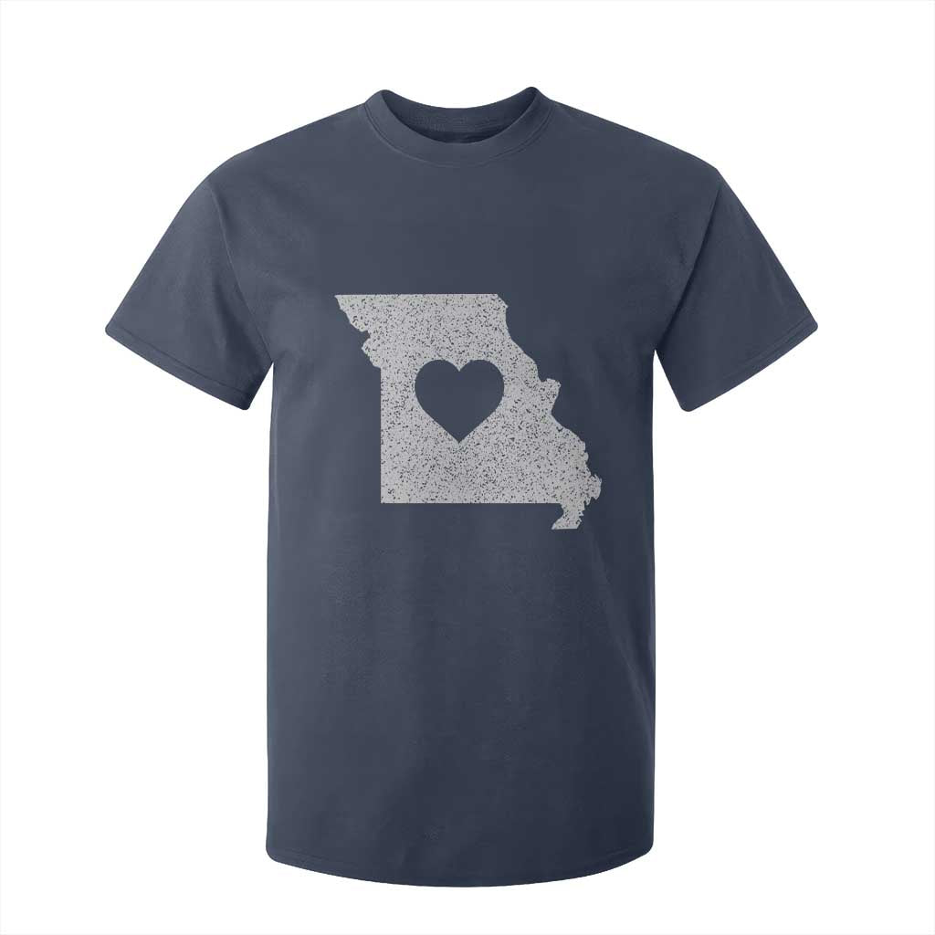 Missouri Home Distressed Missouri State Map with Heart T Shirt For Kid TS14 Navy Print Your Wear