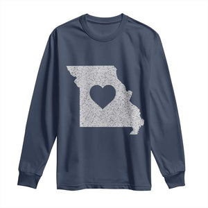 Missouri Home Distressed Missouri State Map with Heart Long Sleeve Shirt TS14 Navy Print Your Wear