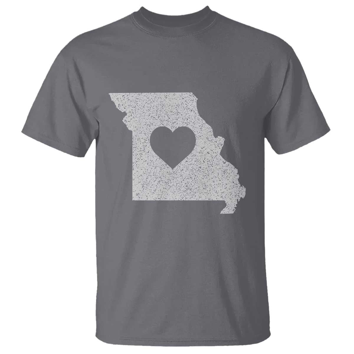 Missouri Home Distressed Missouri State Map with Heart T Shirt TS14 Charcoal Print Your Wear