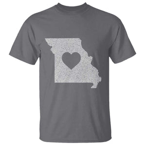 Missouri Home Distressed Missouri State Map with Heart T Shirt TS14 Charcoal Print Your Wear