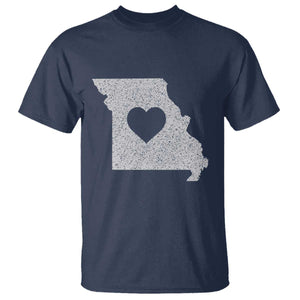 Missouri Home Distressed Missouri State Map with Heart T Shirt TS14 Navy Print Your Wear
