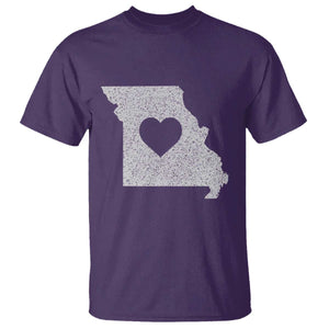 Missouri Home Distressed Missouri State Map with Heart T Shirt TS14 Purple Print Your Wear